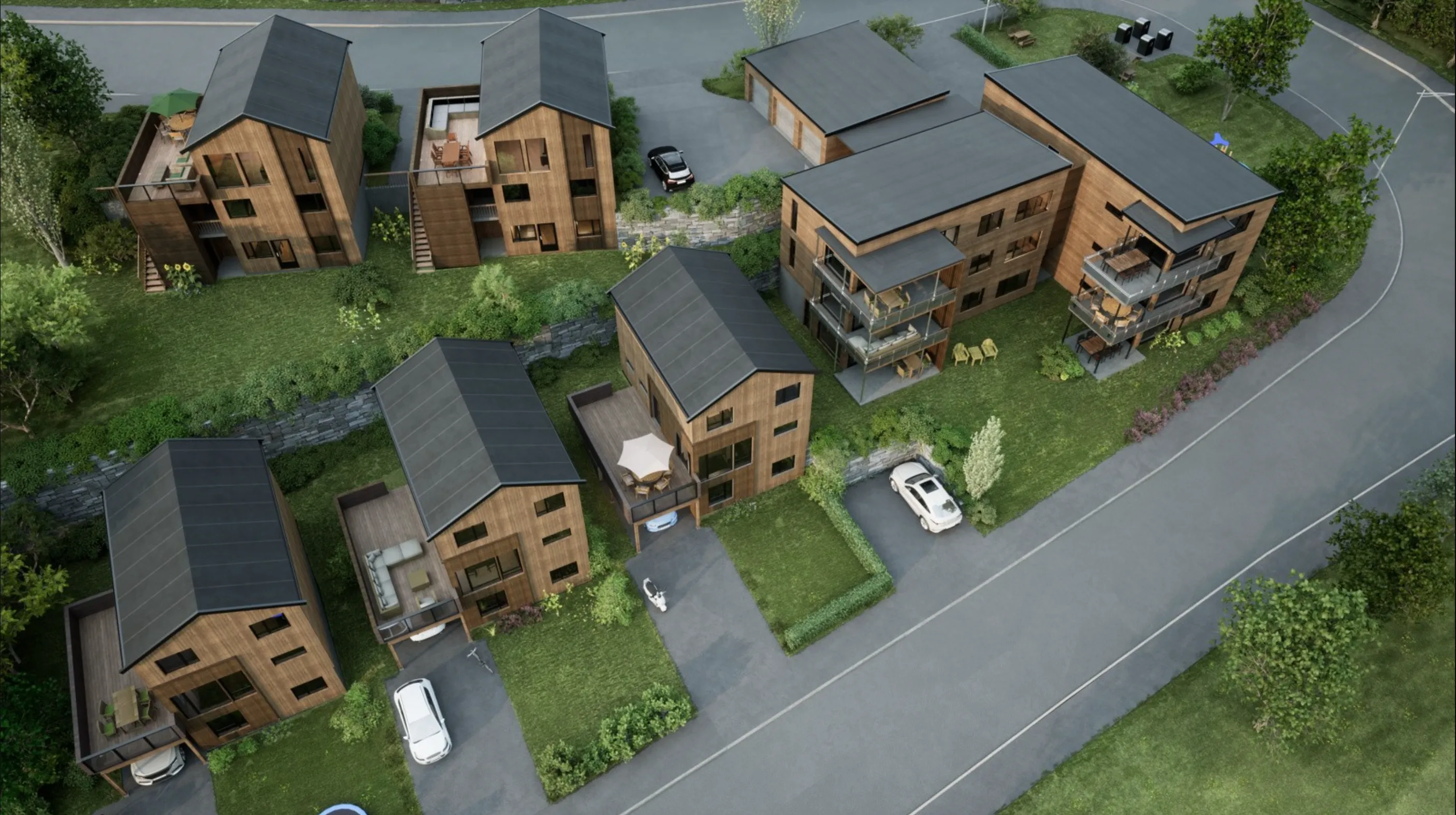 Mørkvedbukta - 2 eneboliger til salgs: En Innflyttingsklar og en med ferdig grunnmur som er byggeklar.